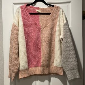 🌟Host pick🌟Soft pink color block v-neck sweater